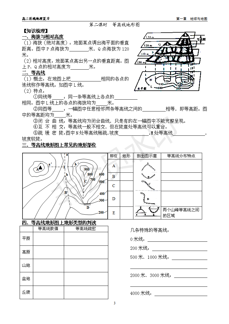 高二区域地理复习 地图（一）学案